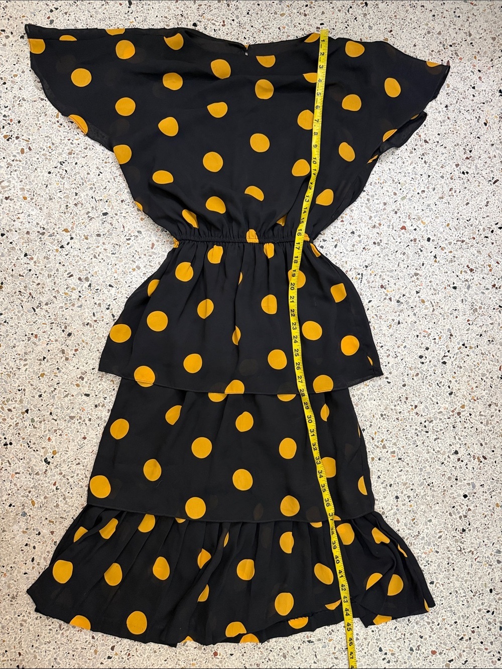 Vintage black yellow gold polka dot dress Patty O’Neil sundress 8